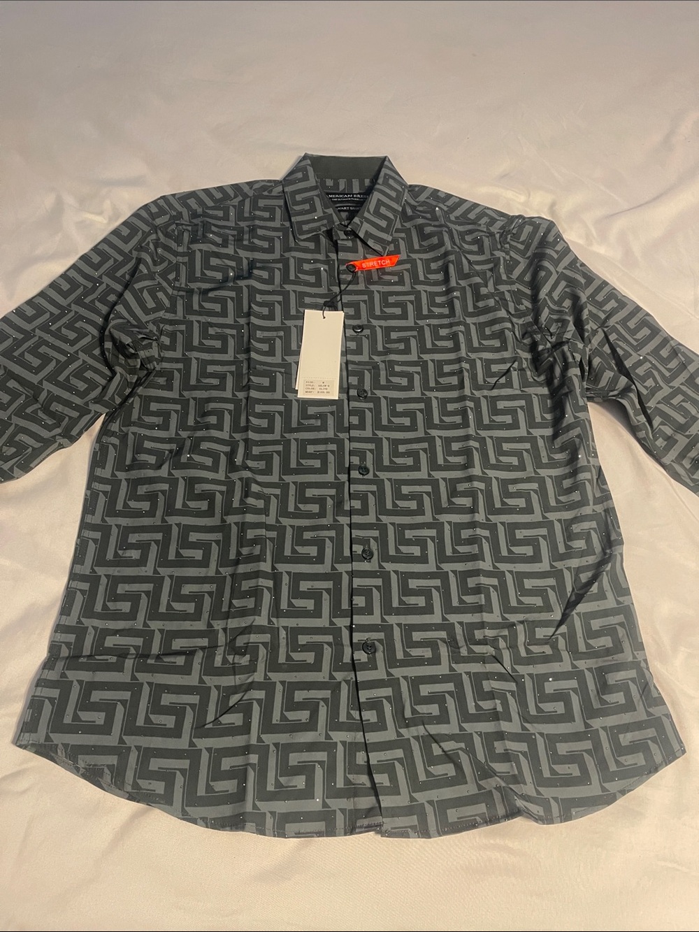 Men's Gray Geometric Print Button-Down Shirt